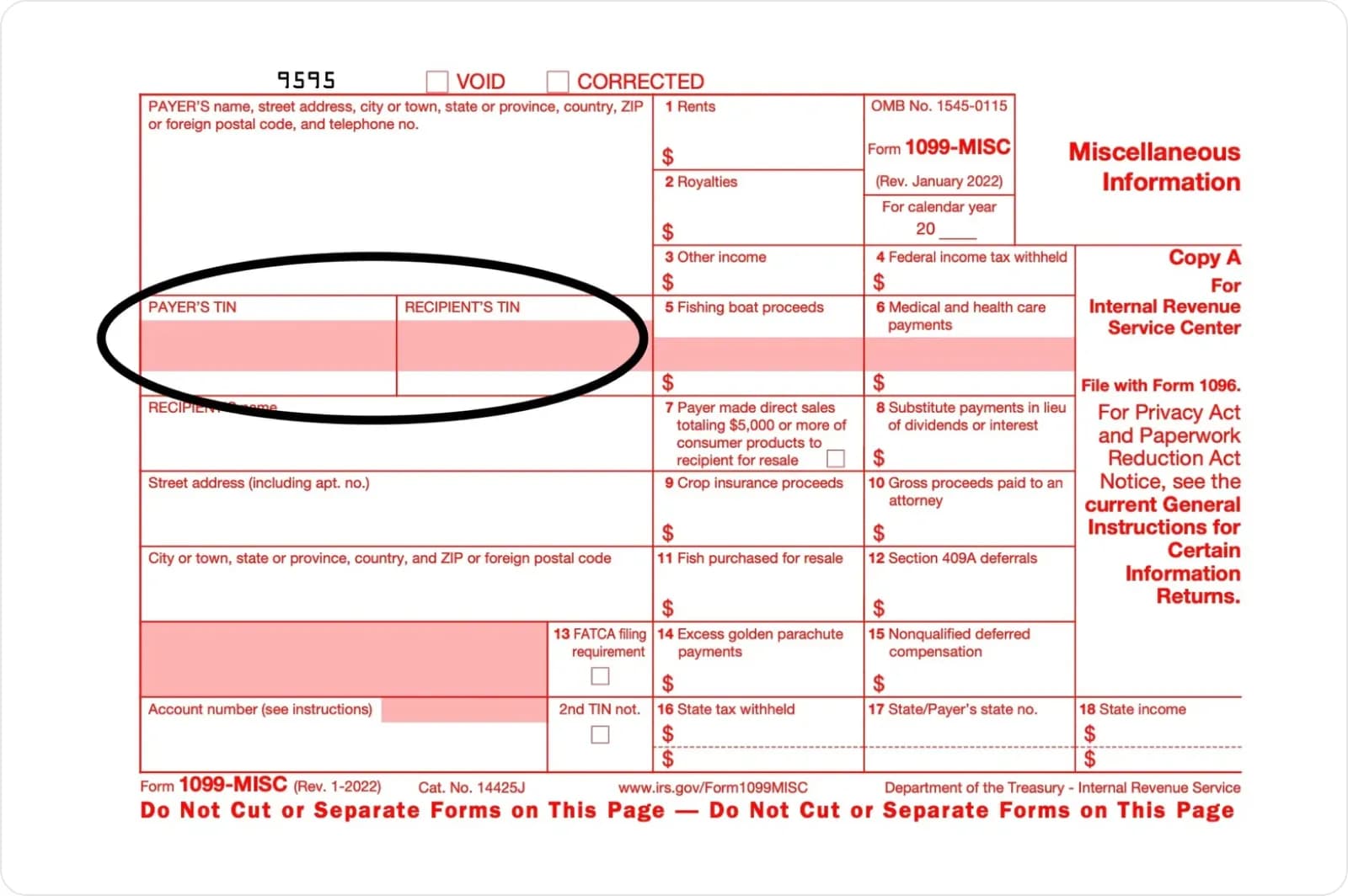 1099 Miscellaneous income form