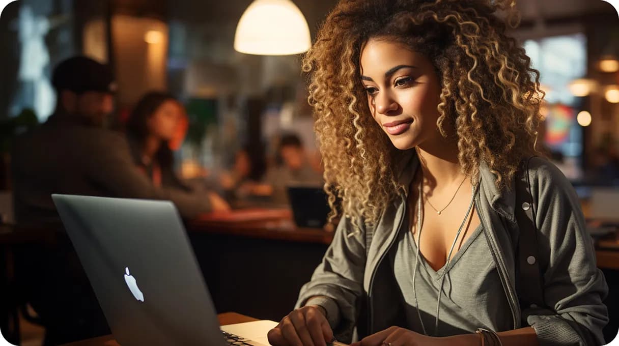 Woman working on a laptop