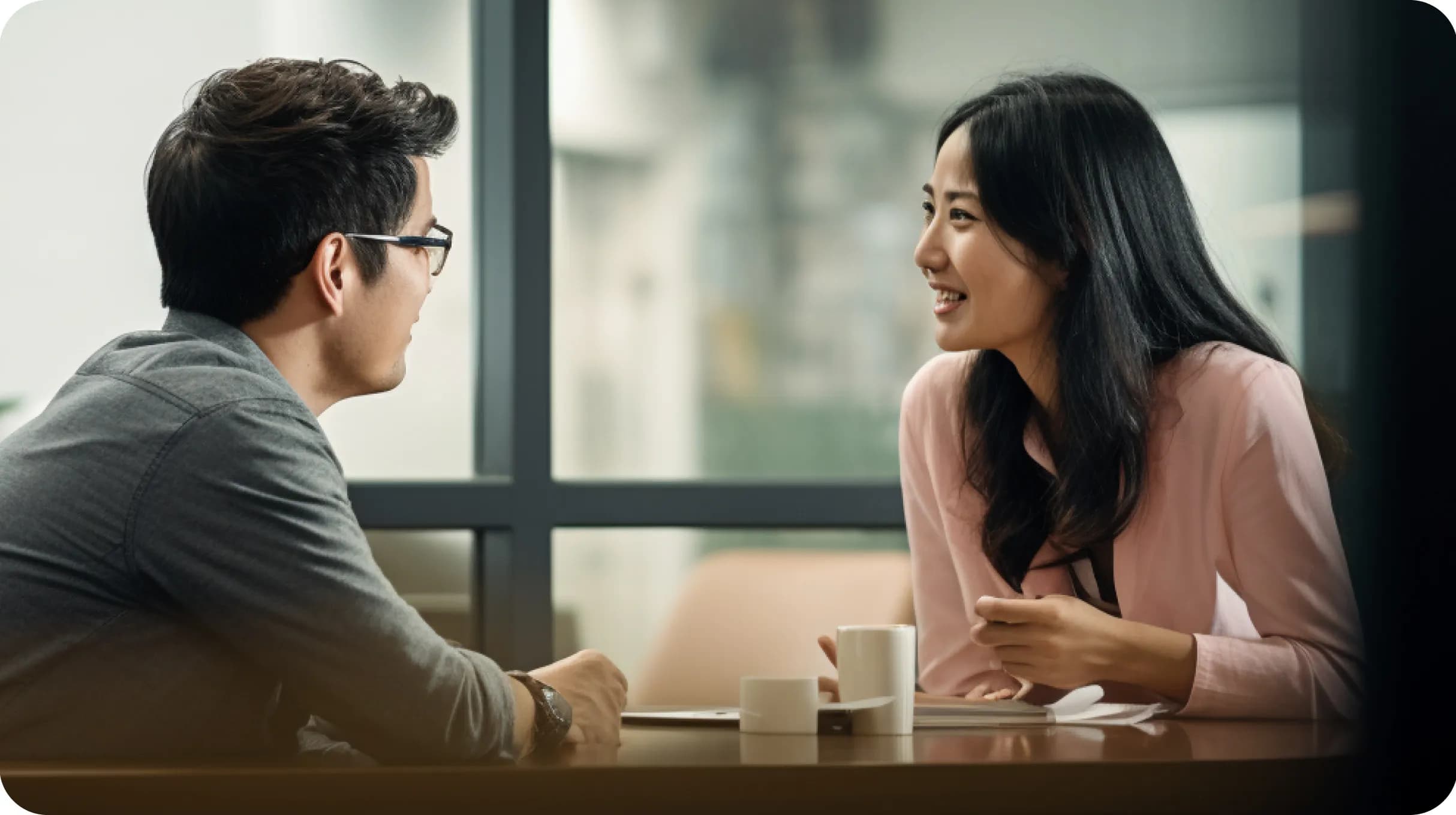 Job colleagues talking in a office