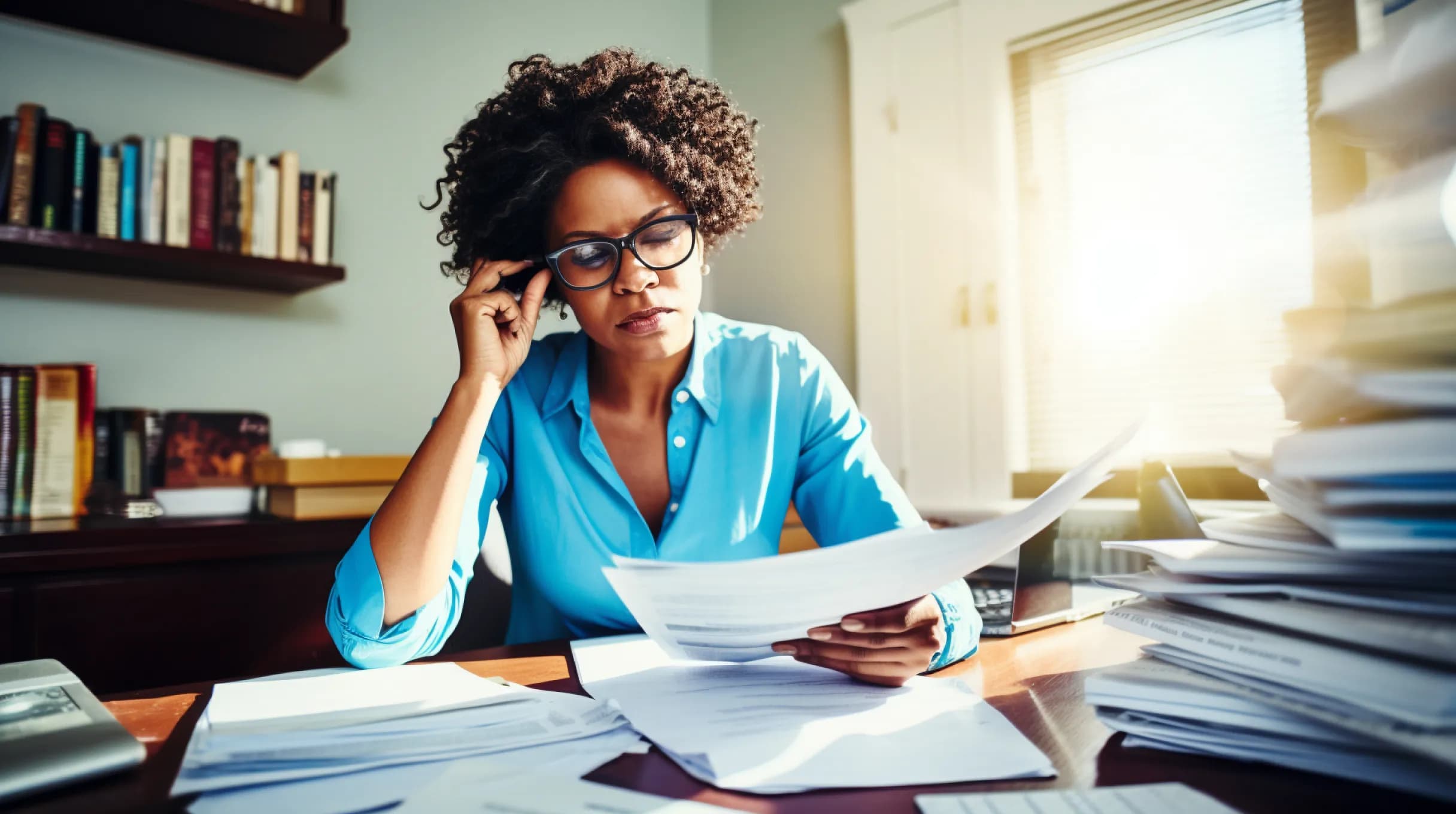 Woman reading some company documents