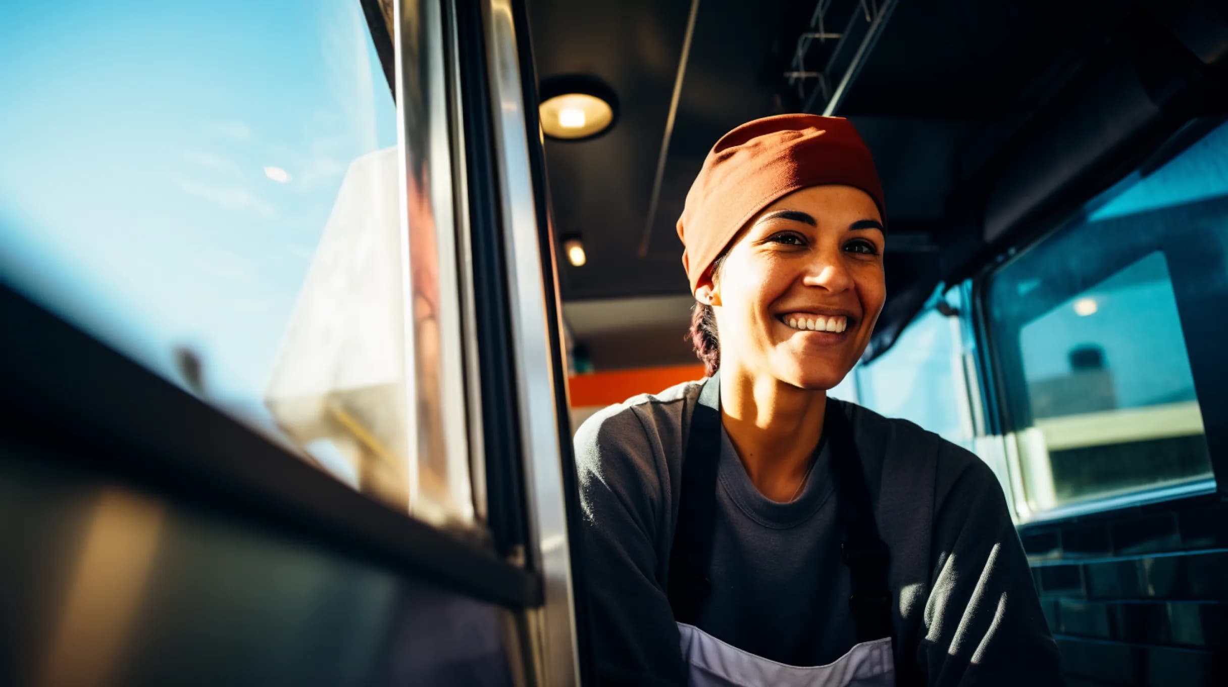 WOman in a foodtruck