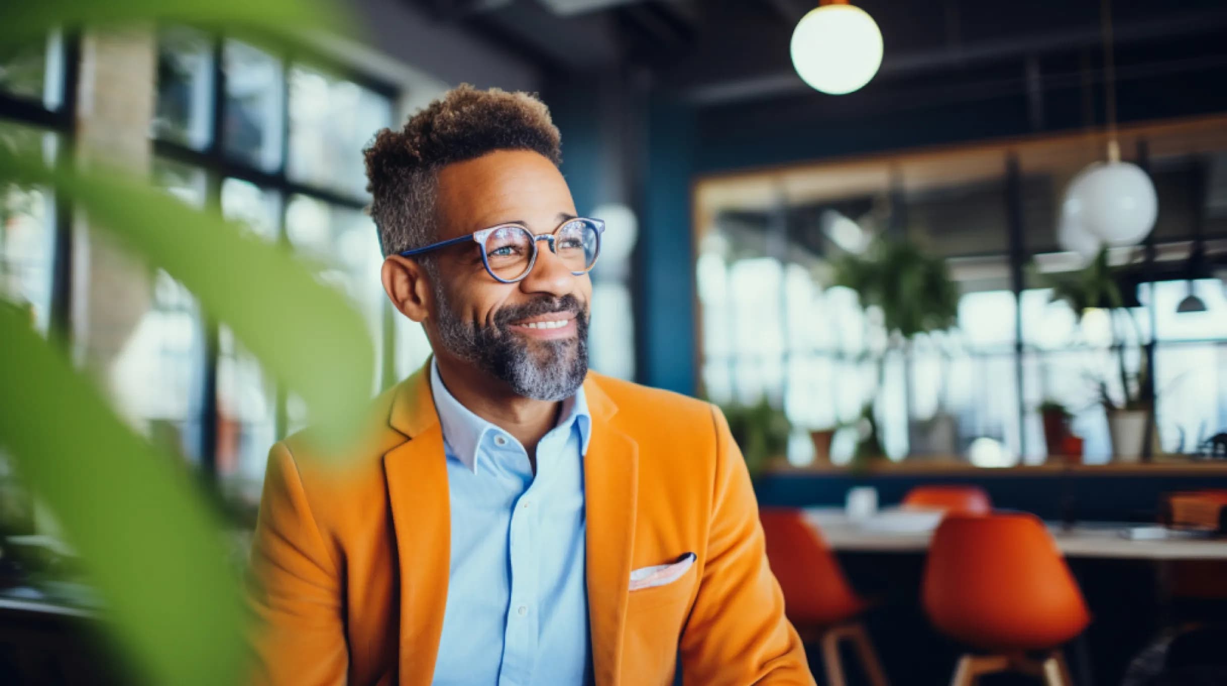 Elegant man sitting in a restaurant