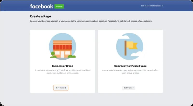 Img 2. How to create a page on Facebook