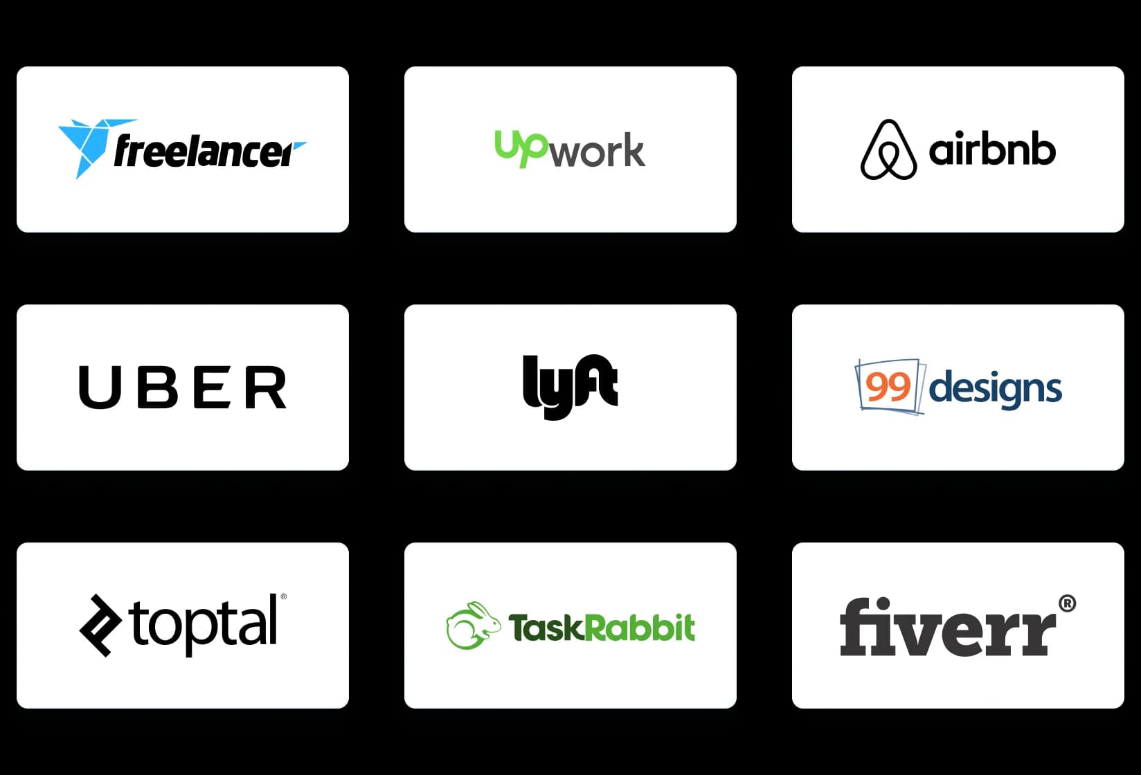 Image showing logos of freelance services and big gig economy marketplaces