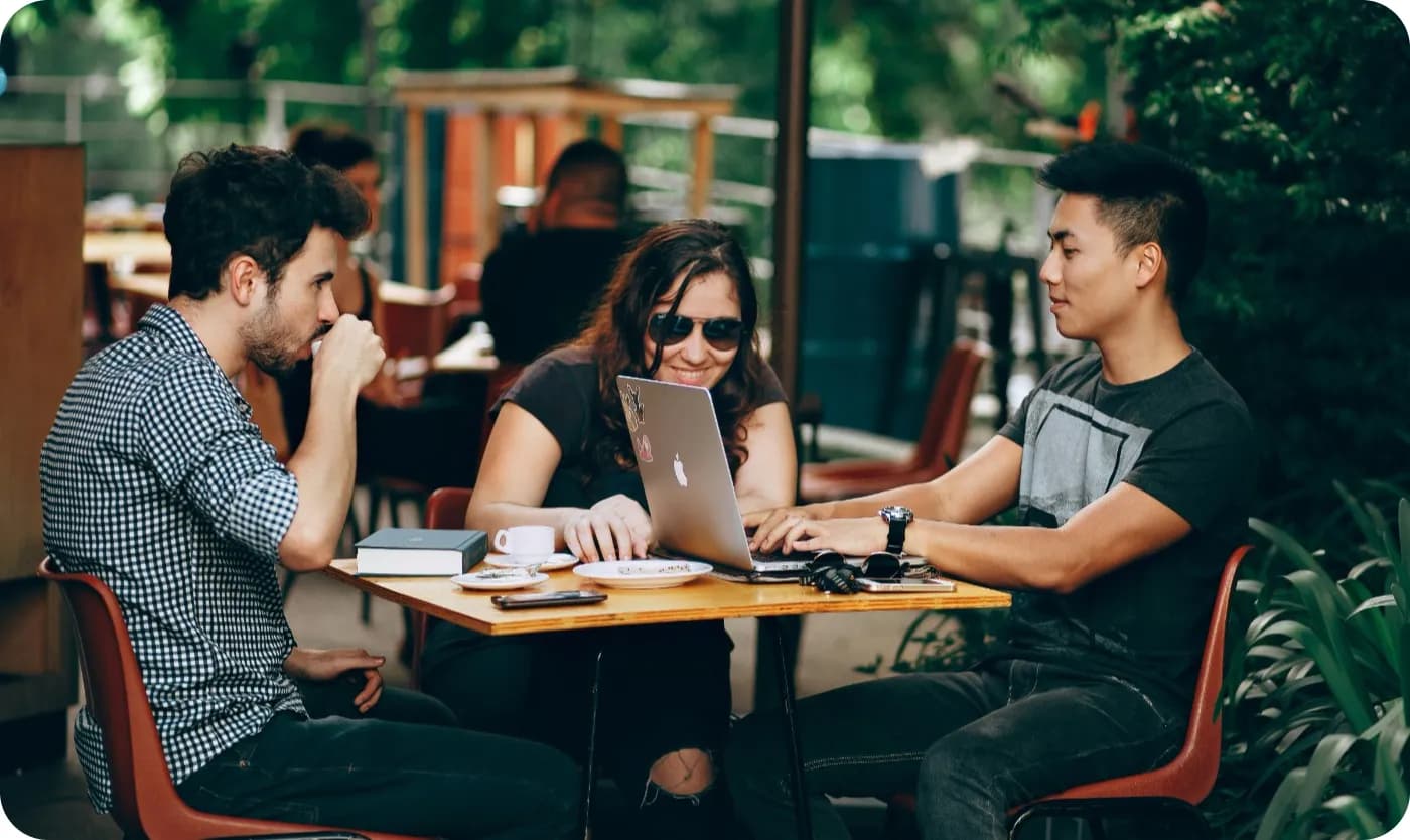 A group of friends in a coffee shop