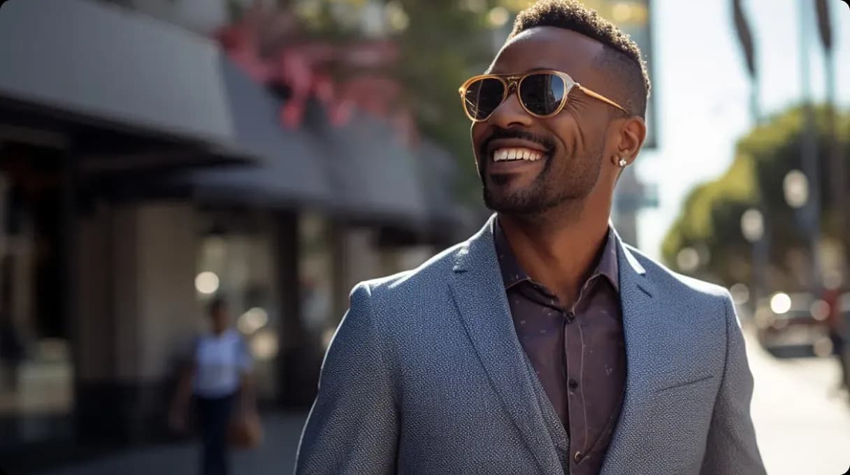 Man in casual suit with sunglassses