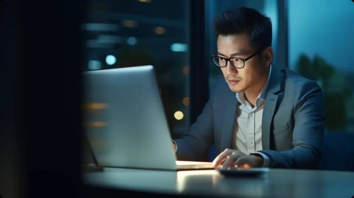 Man in suit with laptop