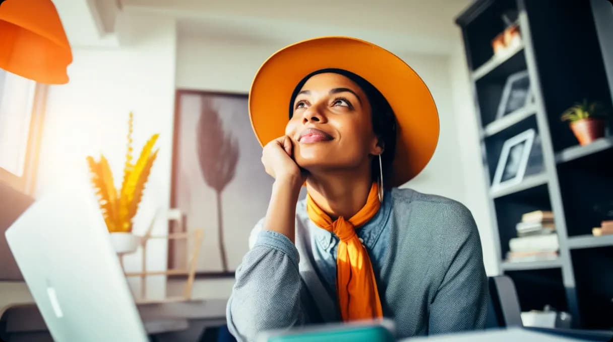 WOman in orange hat