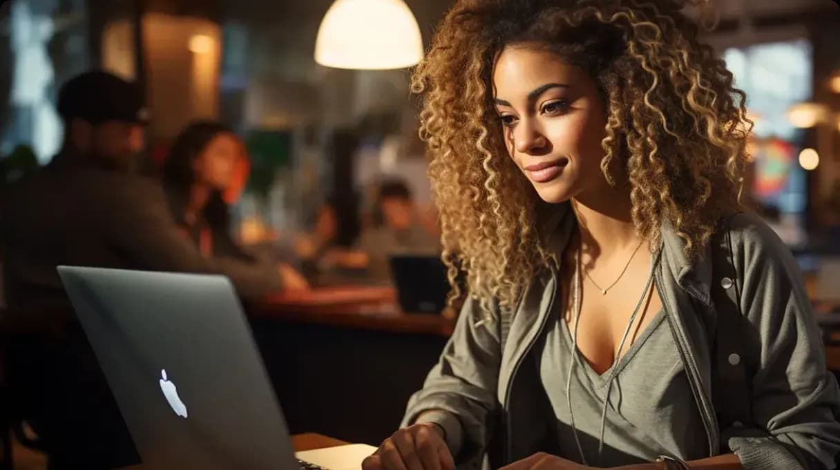 Woman using macbook