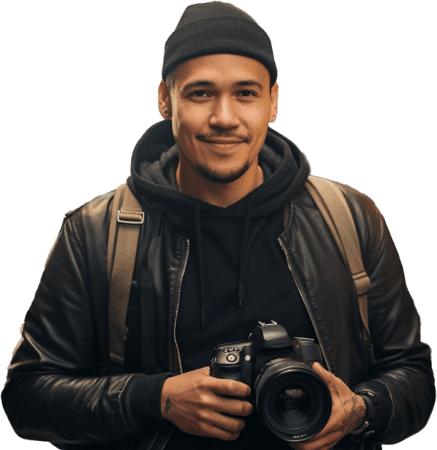 A guy with camera in hands