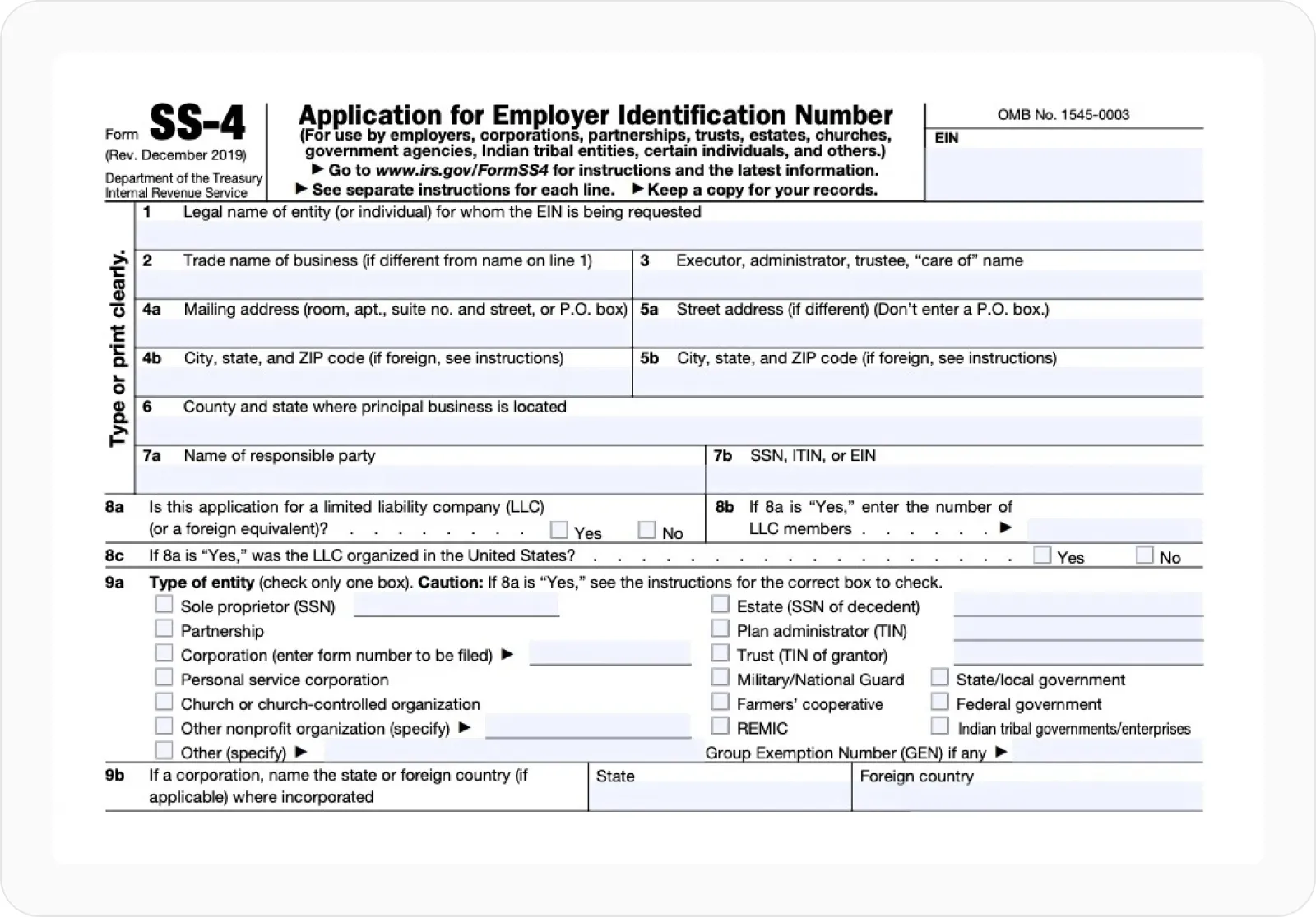 Form ss-4 instructions
