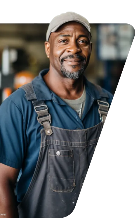 A man in black dungarees